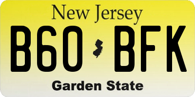 NJ license plate B60BFK