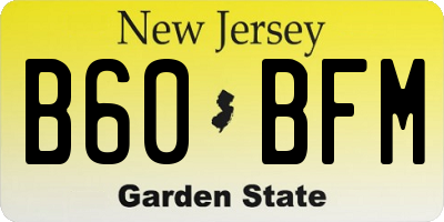 NJ license plate B60BFM