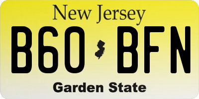NJ license plate B60BFN