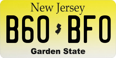 NJ license plate B60BFO