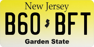 NJ license plate B60BFT