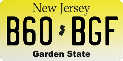 NJ license plate B60BGF
