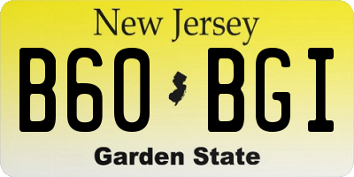 NJ license plate B60BGI