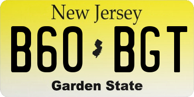 NJ license plate B60BGT