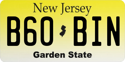 NJ license plate B60BIN