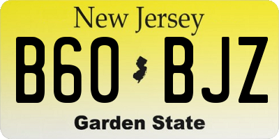 NJ license plate B60BJZ
