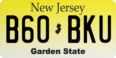 NJ license plate B60BKU
