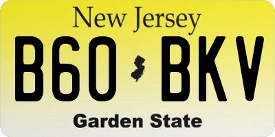 NJ license plate B60BKV
