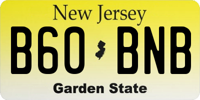 NJ license plate B60BNB