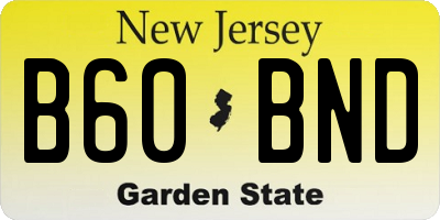 NJ license plate B60BND