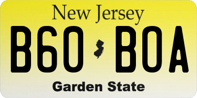 NJ license plate B60BOA