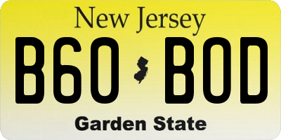 NJ license plate B60BOD