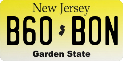 NJ license plate B60BON