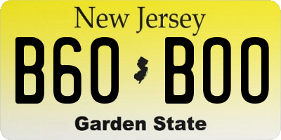 NJ license plate B60BOO