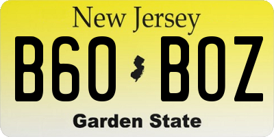 NJ license plate B60BOZ