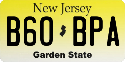 NJ license plate B60BPA