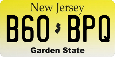NJ license plate B60BPQ