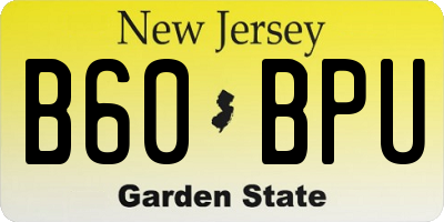NJ license plate B60BPU