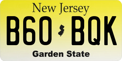NJ license plate B60BQK