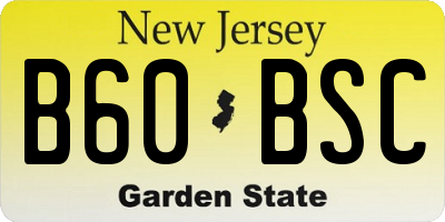 NJ license plate B60BSC