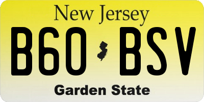NJ license plate B60BSV