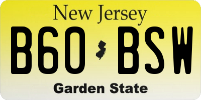NJ license plate B60BSW