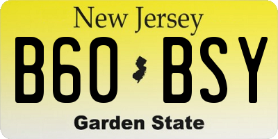 NJ license plate B60BSY