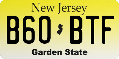 NJ license plate B60BTF