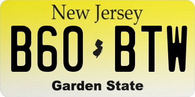 NJ license plate B60BTW