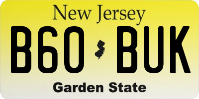 NJ license plate B60BUK