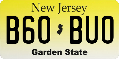 NJ license plate B60BUO