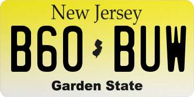 NJ license plate B60BUW