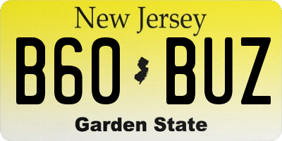 NJ license plate B60BUZ