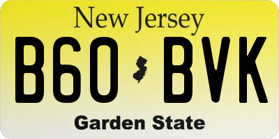 NJ license plate B60BVK