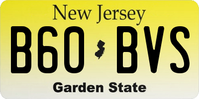 NJ license plate B60BVS