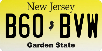 NJ license plate B60BVW