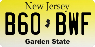 NJ license plate B60BWF