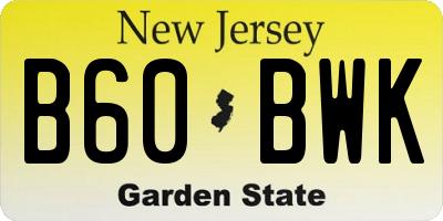 NJ license plate B60BWK
