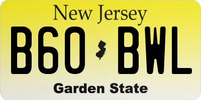 NJ license plate B60BWL