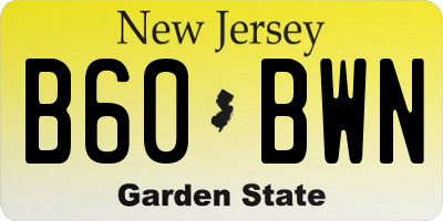 NJ license plate B60BWN
