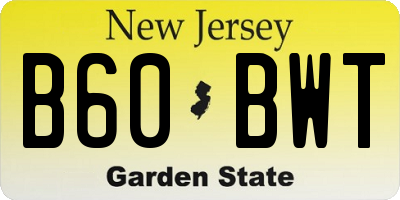 NJ license plate B60BWT