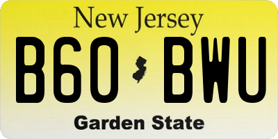 NJ license plate B60BWU