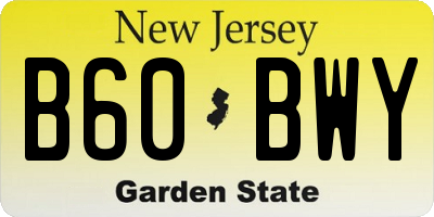 NJ license plate B60BWY