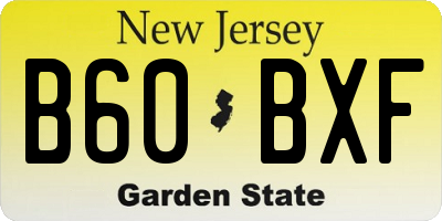 NJ license plate B60BXF