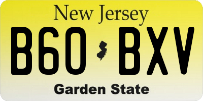 NJ license plate B60BXV