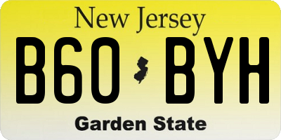 NJ license plate B60BYH