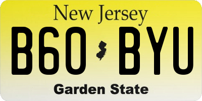 NJ license plate B60BYU