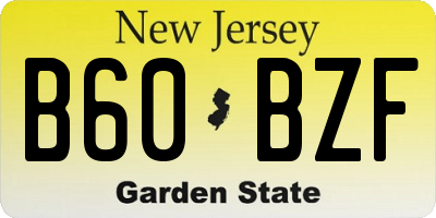 NJ license plate B60BZF