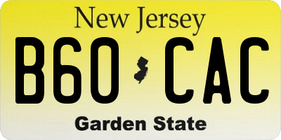 NJ license plate B60CAC