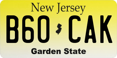NJ license plate B60CAK